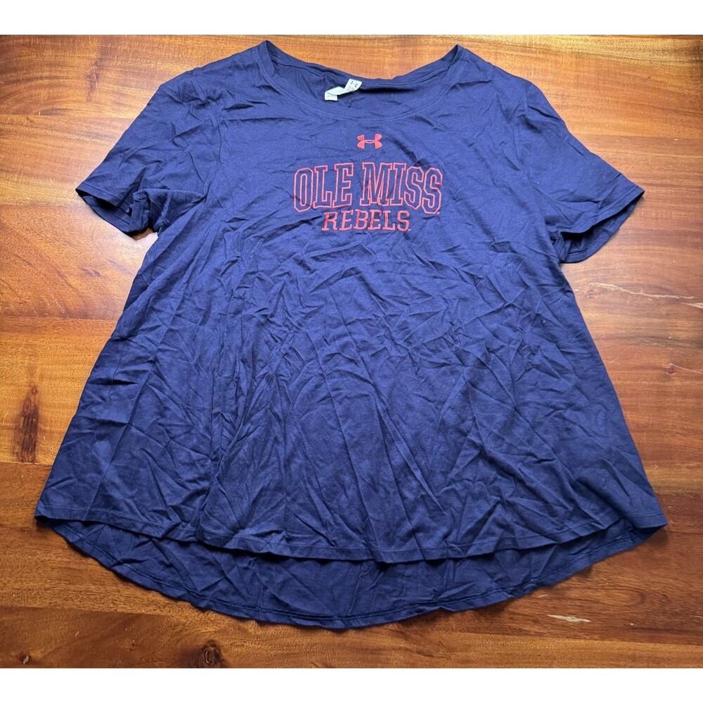 Under Armour Ole Miss Rebels Shirt Women's XL Navy Blue HeatGear  Loose Fit